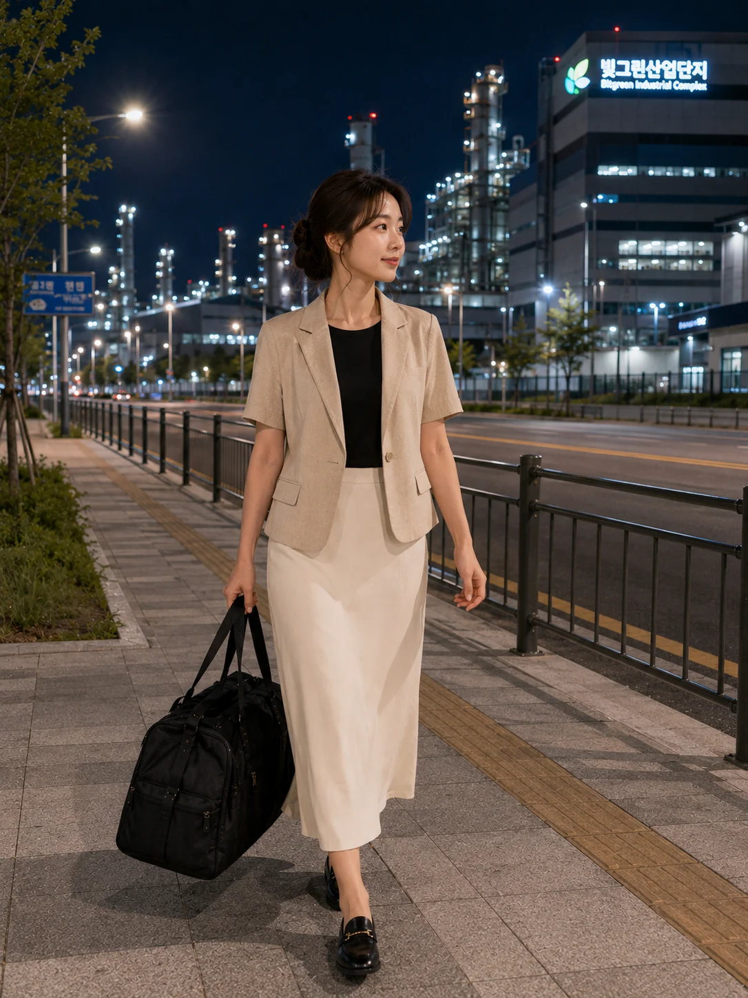 광주 광산구 광주송정역의 생활권 분위기와 출장 숙소 이용 상황을 함께 보여 주는 가상 출장마사지 이용후기 장면