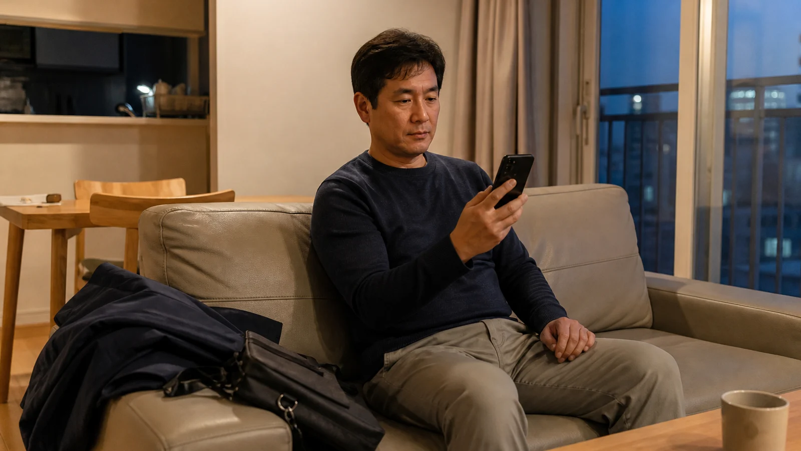 세종 조치원읍 원리의 생활권 분위기와 출장 숙소 이용 상황을 함께 보여 주는 가상 출장마사지 이용후기 장면