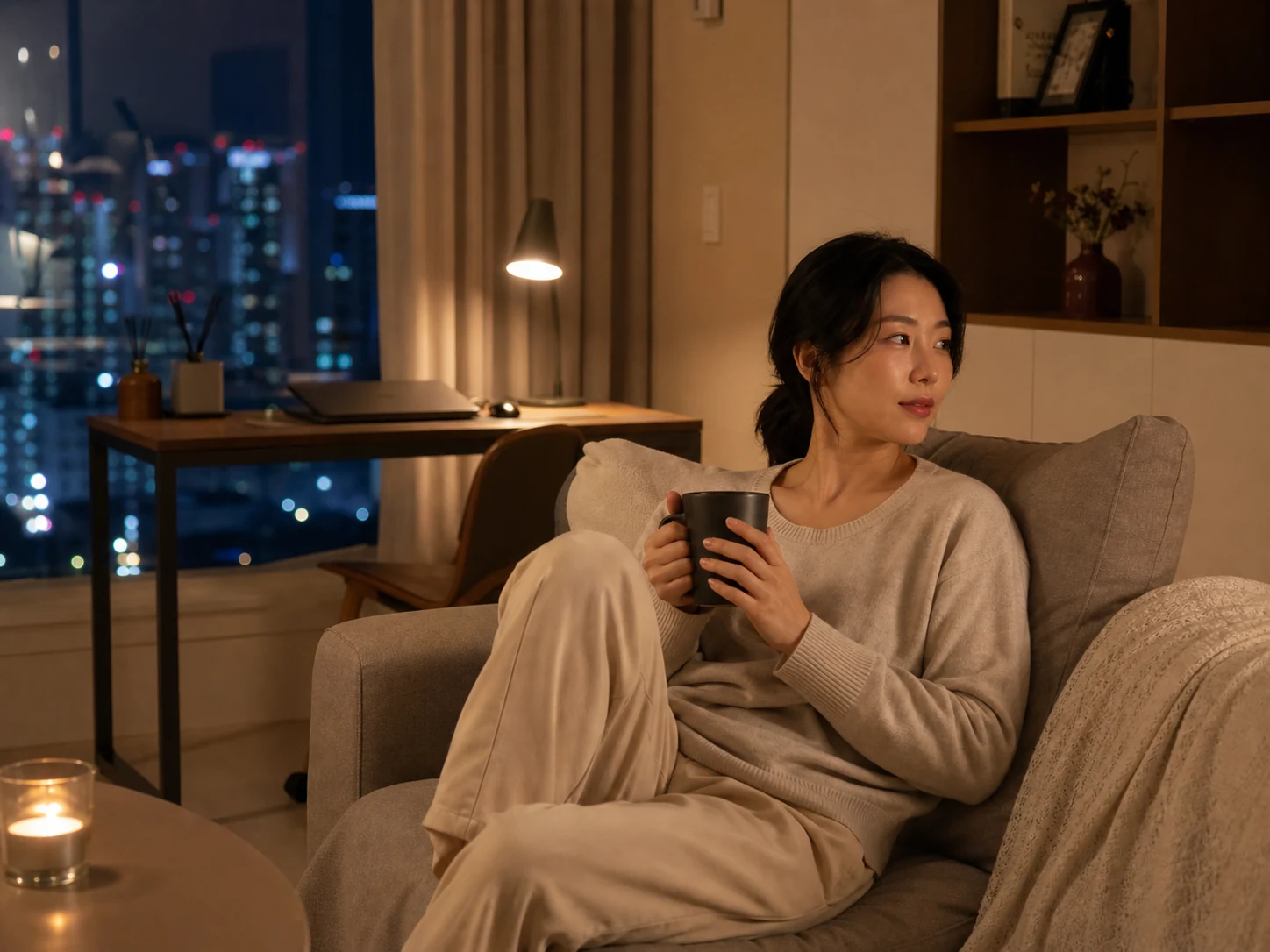 세종 아름동 아름중심상권의 생활권 분위기와 업무 숙소 이용 상황을 함께 보여 주는 가상 출장마사지 이용후기 장면