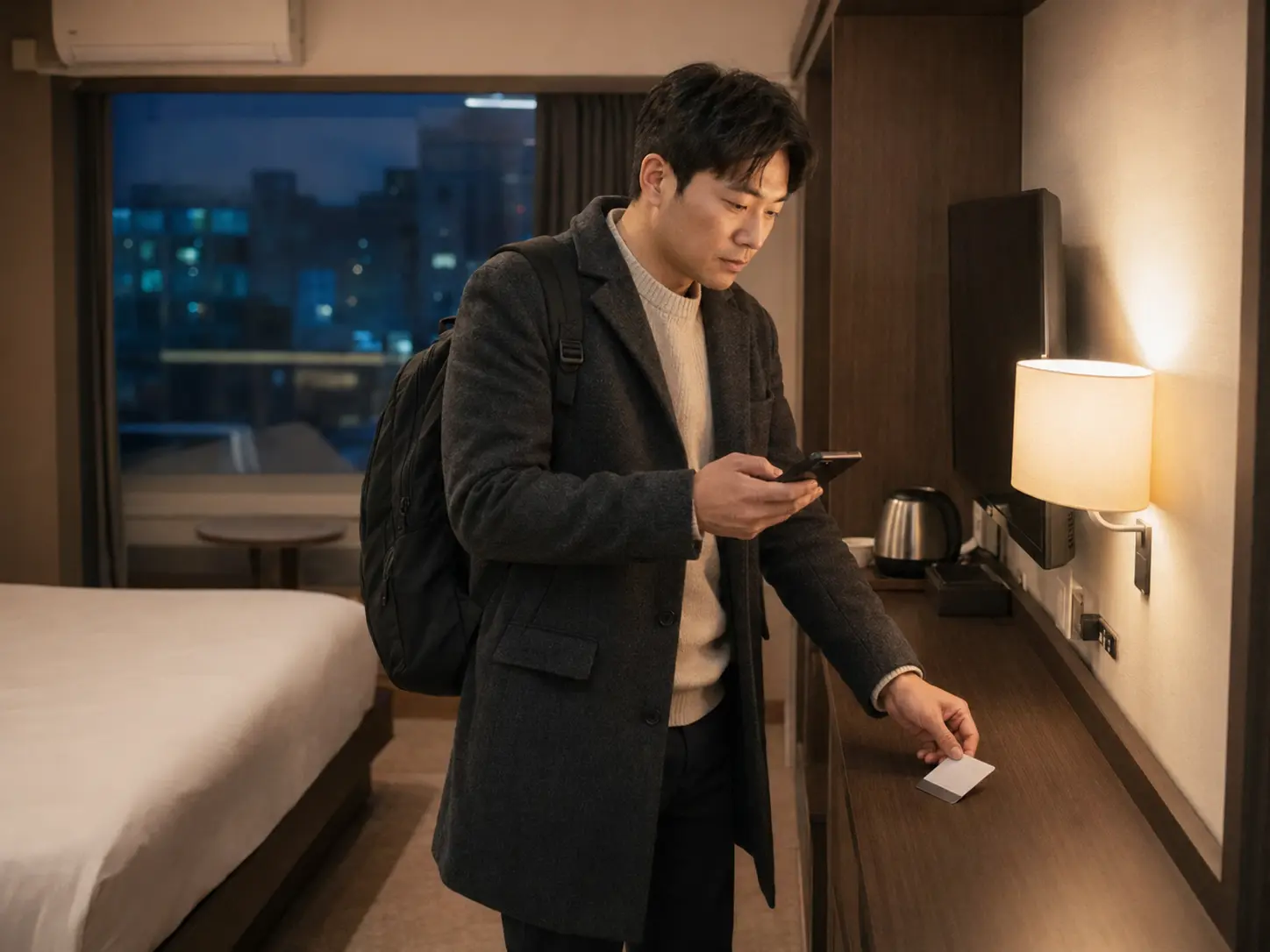 대덕구출장마사지 | K초이스24 - 대전· 대덕구 객실에서 키카드와 휴대전화로 이동 일정을 확인하는 로컬 에디터 민재