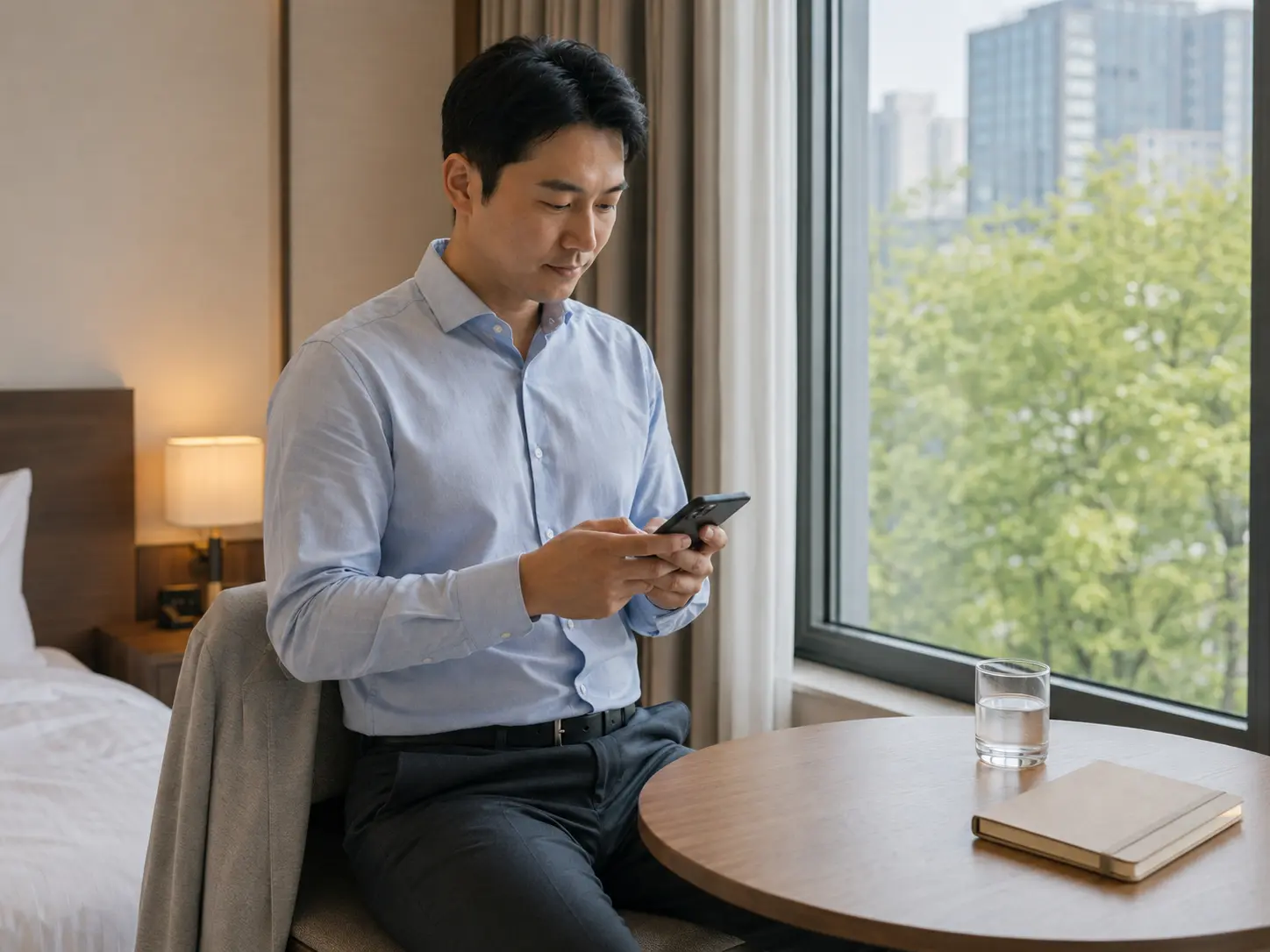 유성구출장마사지 | K초이스24 - 대전· 유성구 숙소 테이블에서 휴대전화로 관리 강도와 희망 시간을 입력하는 로컬 에디터 정우