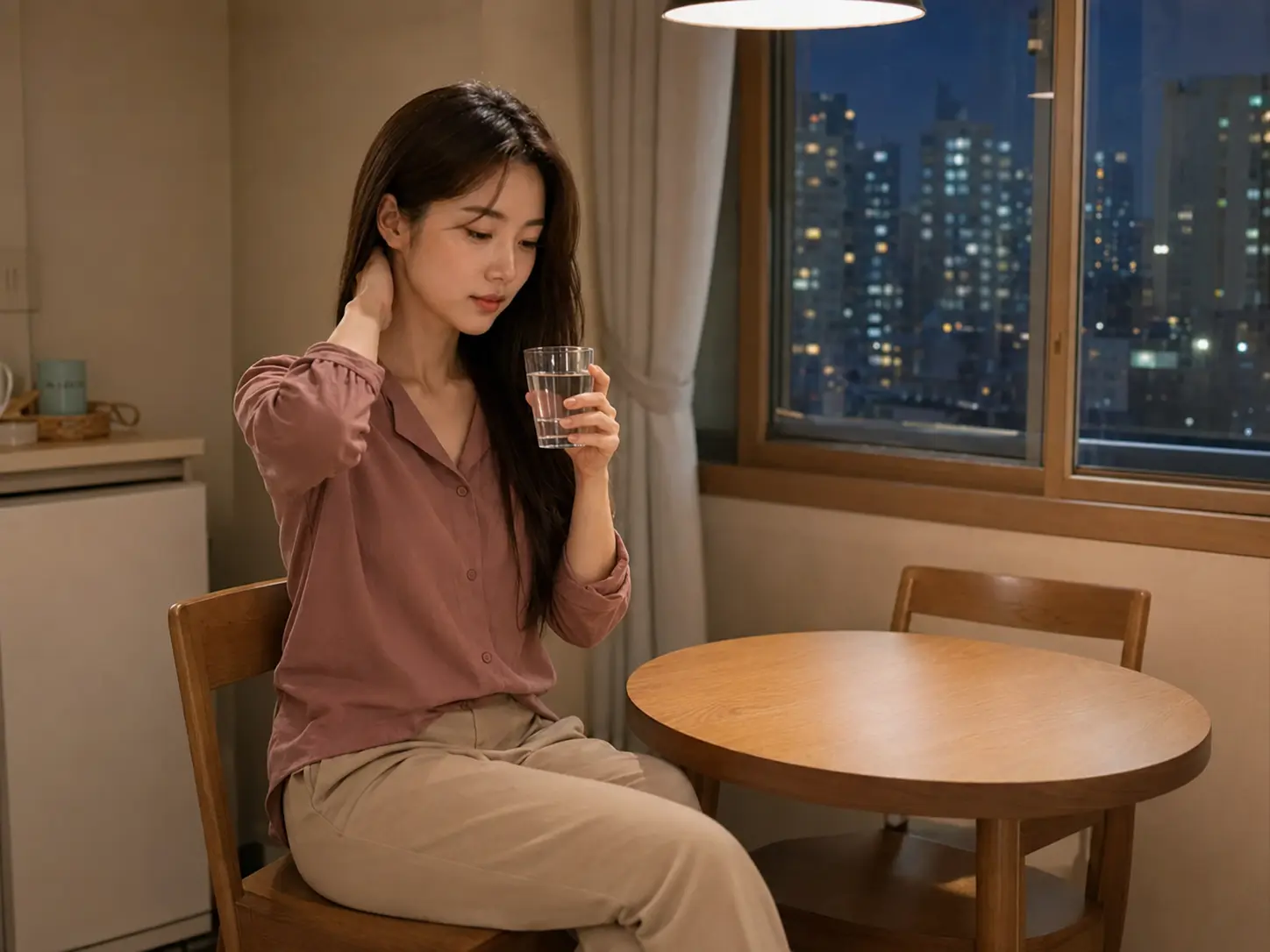 계양구출장마사지 | K초이스24 - 인천 계양구 계산동 숙소에서 홈케어를 마친 뒤 물을 마시며 쉬는 로컬 에디터 하람