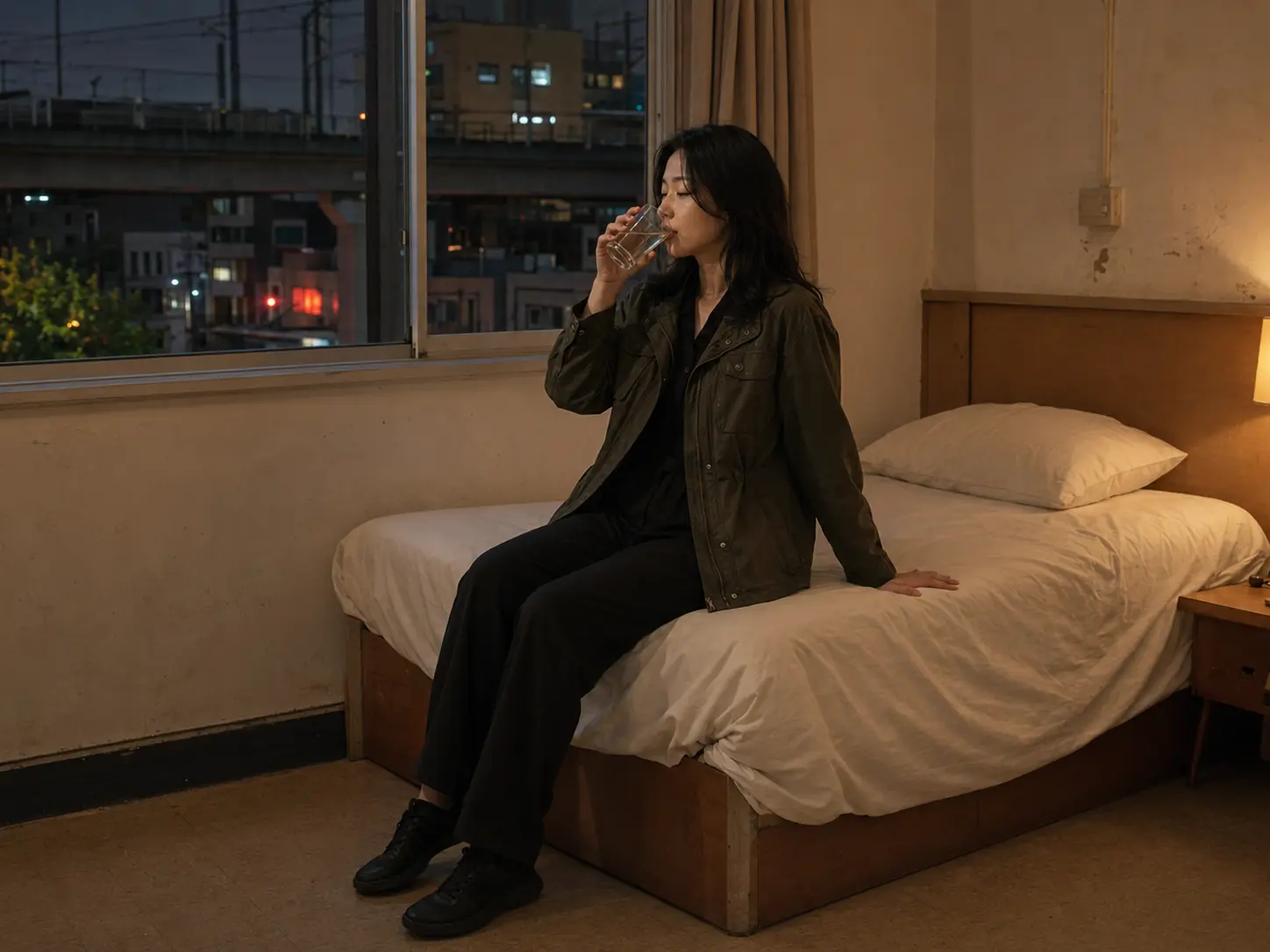 미추홀구출장마사지 | K초이스24 - 인천 미추홀구 주안1동 숙소에서 홈케어를 마친 뒤 물을 마시며 쉬는 로컬 에디터 수현